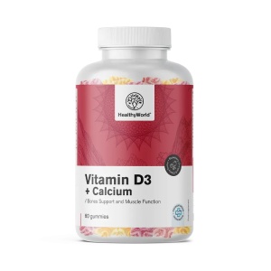 HealthyWorld, Vitamin D3 + Calcium Gummies, jeleuri cu Vitamina D3 + Calciu, 60 jeleuri