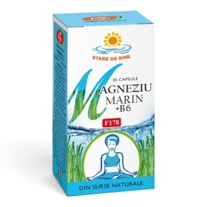 Magneziu marin + B6 F178, capsule care ajută la reducerea oboselii și susțin energia, sistemul nervos și musculatura, 30 capsule, Fares
