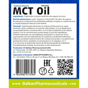 MCT Oil, supliment alimentar destinat susținerii energiei și metabolismului, 500 ml, Balkan Pharmaceuticals - Img 7