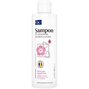 Q4U Șampon cu Brusture, Urzică și Keratină, ajută la reducerea excesului de sebum, susține rezistența și hidratarea părului, 250 ml, Tis Farmaceutic