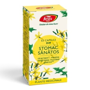 Stomac sănătos D49, capsule , ajută la protejarea mucoasei stomacului și susțin sănătatea tractului digestiv, 63 capsule, Fares