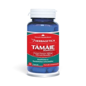 Tămâie Boswellia, supliment alimentar destinat susținerii sănătății articulațiilor, mobilității și confortului articular, 30 capsule, Herbagetica