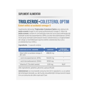Trigliceride + Colesterol Optim, cu Omega 3, EPA și DHA, susține sănătatea inimii și funcționarea normală a creierului, 30 capsule, Parapharm - Img 2