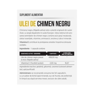 Ulei de Chimen Negru 498 mg, presat la rece, cu vitamina E, susține confortul respirator și protecția antioxidantă, 30 capsule, Parapharm - Img 2