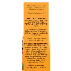Vitamina C 200 mg cu Măceșe și Cătină, F152, 60 comprimate masticabile, Fares - Img 3