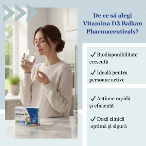 Vitamina D3, supliment alimentar destinat susținerii sănătății oaselor, dinților, mușchilor și sistemului imunitar, 2500 UI, 30 capsule, Balkan Pharmaceuticals - Img 5