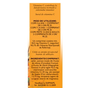 Vitaminizant cu măceșe și cătină, F154, 63 comprimate masticabile, Fares - Img 3
