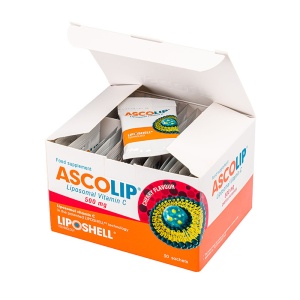 ASCOLIP, Vitamina C Lipozomală 500 mg, cu aromă de cireșe, 30 plicuri, LIPOSHELL - Img 2