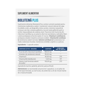 Bio-Luteină+, cu Luteină 7,5 mg, Afin și Zeaxantină, susține vederea și sănătatea ochilor, contribuie la protecția antioxidantă, 30 capsule, Parapharm - Img 2
