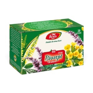 Ceai Biosept Viroherb R59, ajută la calmarea gâtului iritat și ușurarea expectorației, susține imunitatea, 20 plicuri, Fares