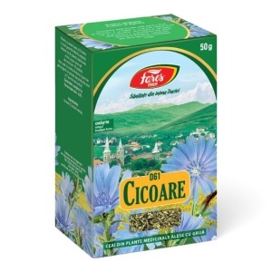 Ceai Cicoare iarbă D61, susține sănătatea ficatului și contribuie la funcționarea normală a bilei și la o digestie echilibrată, 50 g, Fares