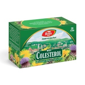 Ceai Colesterol M103, contribuie la menținerea colesterolului în limite normale, susține metabolismul grăsimilor, 20 plicuri, Fares
