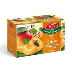 Ceai cu caise și mango, ceai din fructe pentru relaxare și hidratare, 20 plicuri, Fares