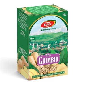 Ceai de Ghimbir D135, contribuie la o digestie normală, ajută la reducerea disconfortului digestiv și a răului de mișcare, 50 g, Fares