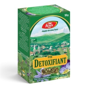 Ceai Detoxifiant Purificarea Organismului P115, susține eliminarea toxinelor, contribuie la drenajul natural al organismului, 50 g, Fares