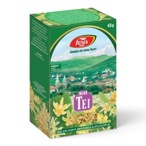 Ceai Tei flori N149, contribuie la relaxare și reducerea tensiunii nervoase, susține un somn odihnitor, 40 g, Fares
