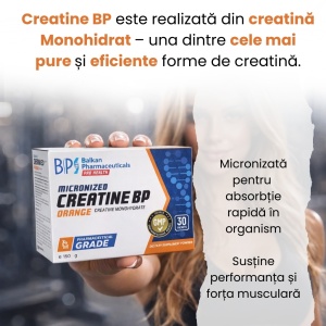 Creatine BP, 30 pliculețe × 5 g, pulbere, aromă portocală, Balkan Pharmaceuticals - Img 3