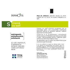 DermoTis cremă cu sulf, 50 ml, Tis Farmaceutic - Img 2