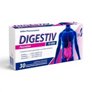 Digestiv, Pancreatină 10000, 30 comp., Balkan Pharmaceuticals