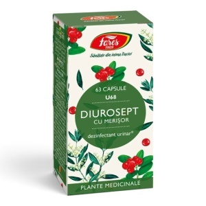 Diurosept U68, capsule care ajută la menținerea sănătății tractului urinar și susțin funcționarea normală a rinichilor, 63 capsule, Fares