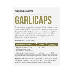 Garlicaps, cu extract standardizat de usturoi, susține sănătatea inimii și circulația, contribuie la menținerea tensiunii arteriale normale, 30 capsule, Parapharm - Img 2