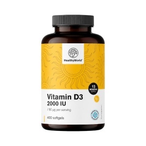 HealthyWorld, Vitamin D3 2000 UI, 400 capsule moi