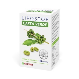 Lipostop Cafea Verde, cu Garcinia cambogia și crom, ajută la controlul greutății, susține metabolismul, 30 capsule, Parapharm