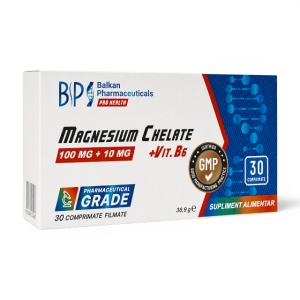 Magnesium Chelate + Vit. B6, 100 mg, 30 capsule, Balkan Pharmaceuticals