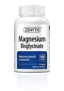 Magneziu Bisglicinat 1000 mg, cu 110 mg magneziu ionic, ajută la reducerea oboselii, susține funcționarea mușchilor și sistemului nervos, 90 capsule, Zenyth