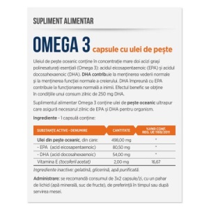 Omega 3 cu ulei de pește, 500 mg, 30 capsule, Parapharm - Img 2