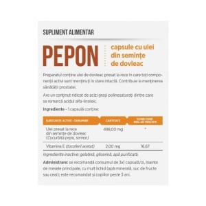 Pepon cu Ulei de Dovleac presat la rece, susține sănătatea prostatei și confortul urinar, 30 capsule, Parapharm - Img 2