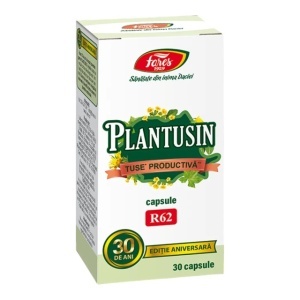 Plantusin Tuse Productivă R62, capsule care ajută la eliminarea mucusului și secrețiilor bronșice și ușurează expectorația, 30 capsule, Fares