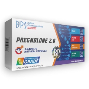 Pregnolone 2.0, supliment alimentar destinat susținerii vitalității, energiei și tonusului masculin, cu vitamine, minerale și extracte vegetale, 120 capsule, Balkan Pharmaceuticals