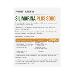 Silimarină Plus 8000, cu Armurariu 800 mg și 80% Silimarină, susține sănătatea ficatului și detoxifierea naturală, 30 capsule, Parapharm - Img 2