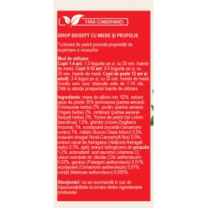 Sirop cu miere și propolis Biosept A13, 100 ml, Fares - Img 3
