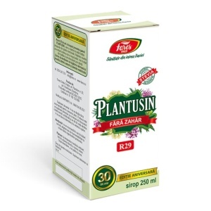 Sirop Plantusin R29 pentru diabetici, pentru tuse uscată și productivă și calmarea gâtului iritat, cu extracte din plante, 250 ml, Fares