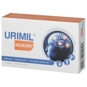 Urimil Memory, ajută la susținerea memoriei și concentrării, contribuie la funcționarea normală a sistemului nervos, 30 capsule, Naturpharma
