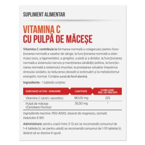 Vitamina C cu pulpă de măceșe, 30 tablete, Parapharm - Img 2