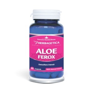 Aloe Ferox, supliment alimentar destinat susținerii hidratării, regenerării și aspectului sănătos al pielii, 30 capsule, Herbagetica