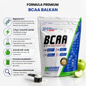BCAA, 2:1:1, 500 g, pulbere, Balkan Pharmaceuticals - Img 5