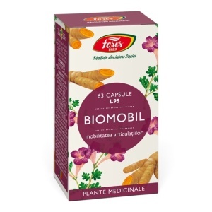 Biomobil L95, capsule care ajută la reducerea disconfortului muscular și articular și susțin mobilitatea articulațiilor, 63 capsule, Fares
