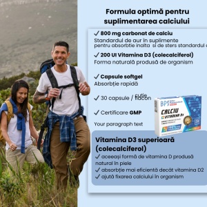 Calciu & D3, 800 mg/200 UI, 30 capsule, Balkan Pharmaceuticals - Img 6
