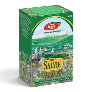 Ceai de Salvie frunze G94, contribuie la confortul în perioada menopauzei, ajută la reducerea transpirației excesive, 50 g, Fares