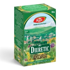 Ceai Diuretic U67, contribuie la eliminarea apei pe cale renală și susține drenajul natural și funcționarea normală a rinichilor, 50 g, Fares