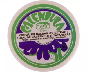 Cremă tip balsam cu extract total de gălbenele și tătăneasă, 40 g, Ceta Sibiu