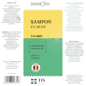 DermoTis Șampon cu Sulf, Brusture și Stejar, ajută la reducerea excesului de sebum și prevenirea mătreții, 100 ml, Tis Farmaceutic - Img 2