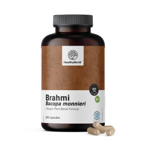HealthyWorld, Brahmi Bacopa Monnieri - supliment alimentar destinat susținerii activității mentale, 240 capsule - Img 2