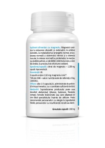 Magneziu Citrat 1200 mg, cu 110 mg magneziu ionic, ajută la reducerea oboselii, susține funcționarea mușchilor și sistemului nervos, 30 capsule, Zenyth - Img 2