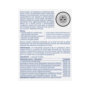 Maraton Forte, cu L-arginină, Muira Puama și Panax ginseng, susține performanța sexuală, virilitatea și vitalitatea masculină, 4 capsule, Parapharm - Img 2