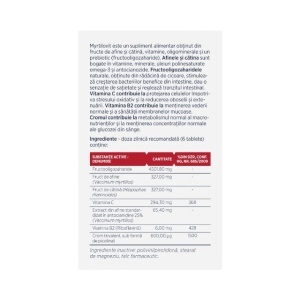 Myrtilovit, cu afine, cătină și crom, ajută la menținerea glicemiei în limite normale, susține tranzitul intestinal, 60 tablete masticabile, Parapharm - Img 2